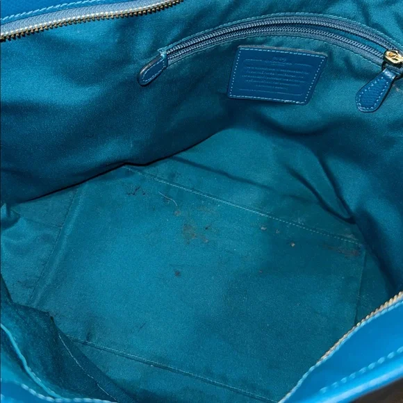 Coach Taxi Teal Leather Tote Bag - Picture 16 of 17